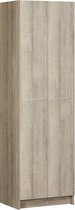 Kledingkast 2 Deurs - 180 x 54 x 42cm - Donker Grijs Hout - Bavel