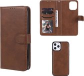 Apple iPhone 12 Pro Max hoesje - MobyDefend Luxe 2-in-1 Wallet Book Case Met Uitneembare Backcover - Bruin - GSM Hoesje - Telefoonhoesje Geschikt Voor: Apple iPhone 12 Pro Max