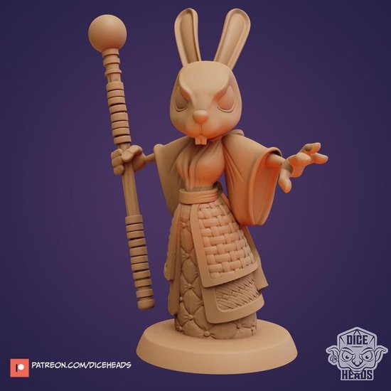 Thumbnail van een extra afbeelding van het spel 3D Printed Miniature - Shintoa Graceleeper (Rabbit Wizard) - Dungeons & Dragons - Zoontalis KS