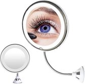Make-up Spiegel en Scheer Spiegel met Ringverlichting - 10x Vergroot spiegel - LED - 360° Draaibaar - Met Zuignap - Make-up - Visagie Spiegel - Vergrotende Spiegel - Cosmetische Sp