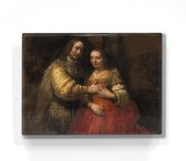 Het Joodse Bruidje - Rembrandt van Rijn, - 26 x 19,5 cm - Niet van echt te onderscheiden houten schilderijtje - Mooier dan een schilderij op canvas - Laqueprint.