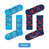 Happy Socks Candy Heren| 2 paar / 2-pack|Blauw met Rood| Maat 41-46 – Candy Heren Edition – 2 paar Happy Socks | Candy & Cherry Sok