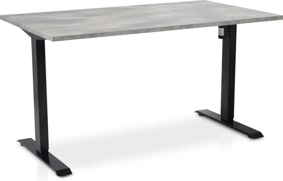 Multi Ratio Zit-sta bureau elektrisch verstelbaar - MRC EASY | 160 x 80 cm | inclusief stekkerdoos en kabelklemmen | frame zwart - blad betonlook Zwart frame