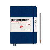 Leuchtturm - Agenda - 2022 - Weekly planner - 1 week per 2 pagina's - 12 maanden - A5 - 14,5 x 21 cm - Hardcover - Navy Blauw