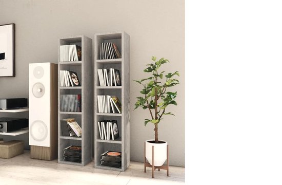 Kast - CD -Boeken - Betongrijs - 2 stuks - Spaanplaat - Modern - Design -  Luxe -... | bol.com