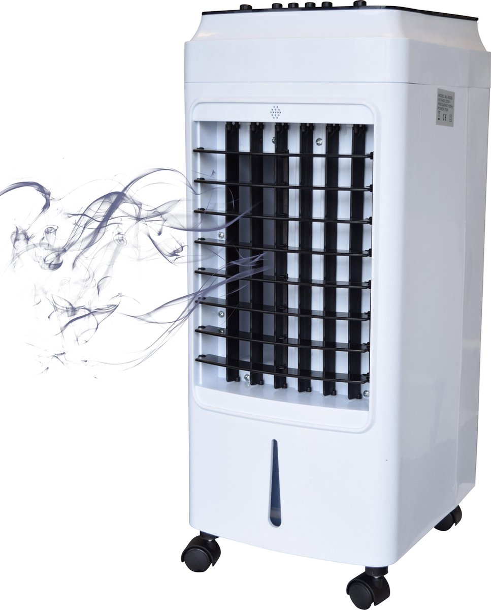 4-in-1 Aircooler: luchtkoeling, ventilatie, luchtverfrissing, luchtbevochtiging + 2 ijspacks
