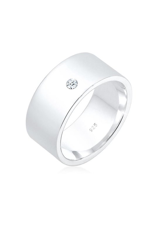 Elli PREMIUM Dames Ring Dames Basic Modern met Diamant (0,03 ct.) in 925 Sterling Zilver