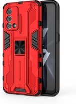 Voor OPPO K9 Supersonic PC + TPU Schokbestendige beschermhoes met houder (rood)