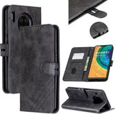 Voor Huawei Mate 30 Pro Stiksels Stijl 2-Kleur Koe Textuur Horizontale Flip PU Lederen Case met Houder & Kaartsleuf & Lanyard (Zwart)