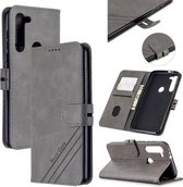 Voor Motorola Moto G8 Stiksels Stijl 2-Kleur Koe Textuur Horizontale Flip PU Lederen Case met Houder & Kaartsleuf & Lanyard (Grijs)