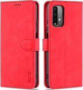 Voor Xiaomi Redmi Note 9 4G AZNS Huid Voelen Kalf Textuur Horizontale Flip Lederen Case met Kaartsleuven & Houder & Portemonnee (Rood)
