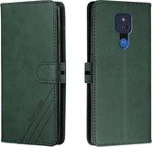 Voor Motorola Moto G Play 2021 Stiksels Stijl 2-Kleur Koe Textuur Horizontale Flip PU Lederen Case met Houder & Kaartsleuf & Lanyard (Groen)