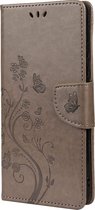 Xiaomi Redmi Note 10 5G Hoesje - Mobigear - Flowers Serie - Kunstlederen Bookcase - Grijs - Hoesje Geschikt Voor Xiaomi Redmi Note 10 5G