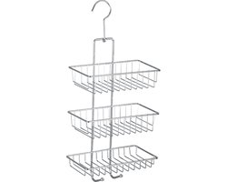 WENKO Doucherek Nivala 3-laags chroom 22x50cm - Zonder boren - Doucherekje hangend - Douchemand - Douchecaddy ophangbaar