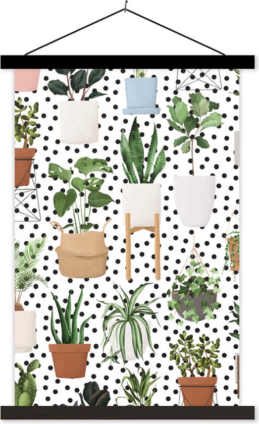 Porte-affiche avec affiche - Affiche scolaire - Plantes - Plantes d' Plantes d'intérieur - Zwart - Wit - 60x90 cm - Lattes noires