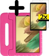 Hoes Geschikt voor Samsung Galaxy Tab A7 Lite Hoes Kinder Hoesje Kids Case Shockproof Cover Met 2x Screenprotector - Hoesje Geschikt voor Samsung Tab A7 Lite Hoesje Kidscase - Roze
