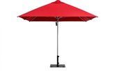 INOWA Lounge Parasol - Ø 250 cm - Rood - Vierkant - Alu frame - Polyester doek - Inclusief beschermhoes - Inclusief zwarte parasolvoet 35 kg staal