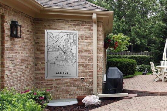 Poster de jardin Carte - Almelo - Zwart - Wit - 80x120 cm - Jardin