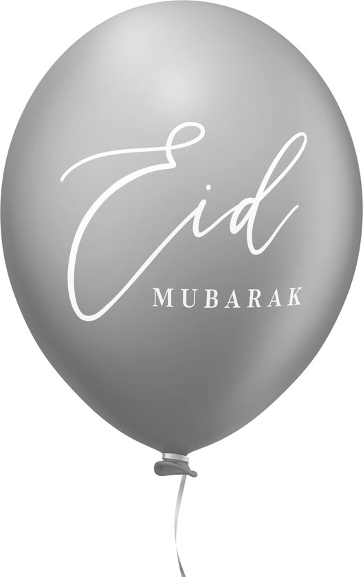 Ramadan decoratie: Eid Mubarak Ballonnen Zilver