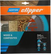 Norton Clipper Hout en Composiet - Zaagblad ATB Finishing - 260mm - voor Cirkelzagen en Afkortzagen