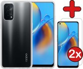 Oppo A74 5G Hoesje Siliconen Case Transparant Cover Met 2x Screenprotector - Oppo A74 5G Hoesje Cover Hoes Siliconen Met2x Screenprotector - Transparant