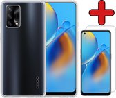 Oppo A74 4G Hoesje Siliconen Case Transparant Cover Met Screenprotector - Oppo A74 4G Hoesje Cover Hoes Siliconen Met Screenprotector - Transparant