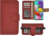 Hoesje Samsung Galaxy A51 - 4G - Bookcase Hoesje - Samsung A51 Wallet Book Case Echt Leer Rood Cover