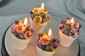 Set van 4 verschillende bloemenkaarsen (viooltjes) in pot - Candles by Milanne - BEKIJK VIDEO