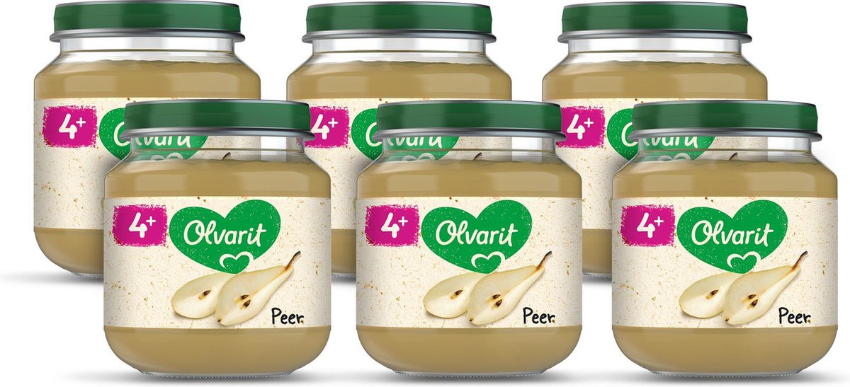 Goedkoopste Olvarit Fruithapje 4 Maanden - Peer - 6 x 125g