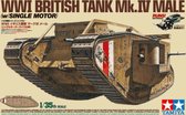 1:35 Tamiya 30057 Char britannique de la Première Guerre mondiale Mk. IV Male (mot.) avec 5 figurines Kit plastique