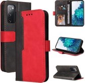 Voor Samsung Galaxy S20 FE / S20 Lite 5G / 4G Zakelijke stiksels-kleur Horizontale Flip PU lederen tas met houder & kaartsleuven & fotolijst (rood)