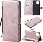 Voor Xiaomi Mi 11 Lite Effen Kleur Horizontale Flip Beschermende Lederen Case met Houder & Kaartsleuven & Portemonnee & Fotolijst & Lanyard (Rose Goud)