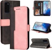 Voor Samsung Galaxy S20 Zakelijke Stiksels-Kleur Horizontale Flip PU Lederen Case met Houder & Kaartsleuven & Fotolijst (Roze)