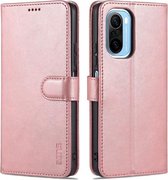 Voor Xiaomi Poco F3 AZNS Huid Voelen Kalf Textuur Horizontale Flip Lederen Case met Kaartsleuven & Houder & Portemonnee (Rose Goud)