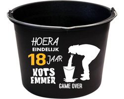 Kots emmer -hoera verjaardag - 18 jaar - jongen - meisje - 12 liter