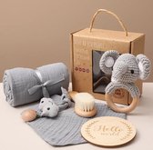 Babyshower gift set Elephant XL - olifant - babygift - speen - baby borstel - knuffel deken - babyshower - geboorte