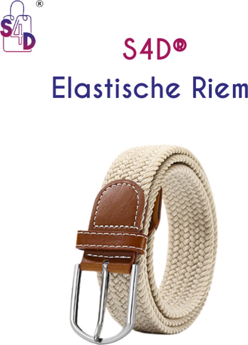 S4D® - Premium Elastische Riem - Geweven Uittrekbare Riem - Riem Voor Heren en Dames - Stijlvol En Erg Comfortabel - Beige