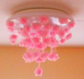 Funnylight plafonniere met prachtige organza roze bloemen