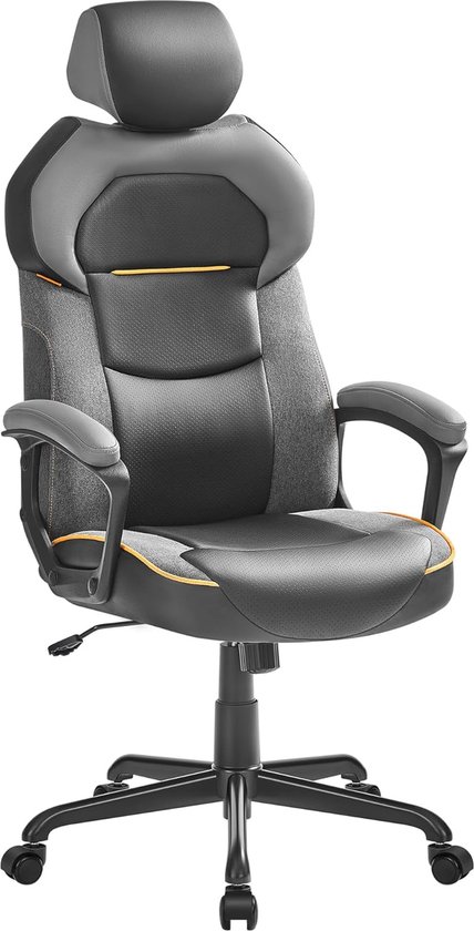 Gamestoel - Bureaustoel - Verstelbare hoofdsteun - Belastbaar tot 150kg - Zwart grijs