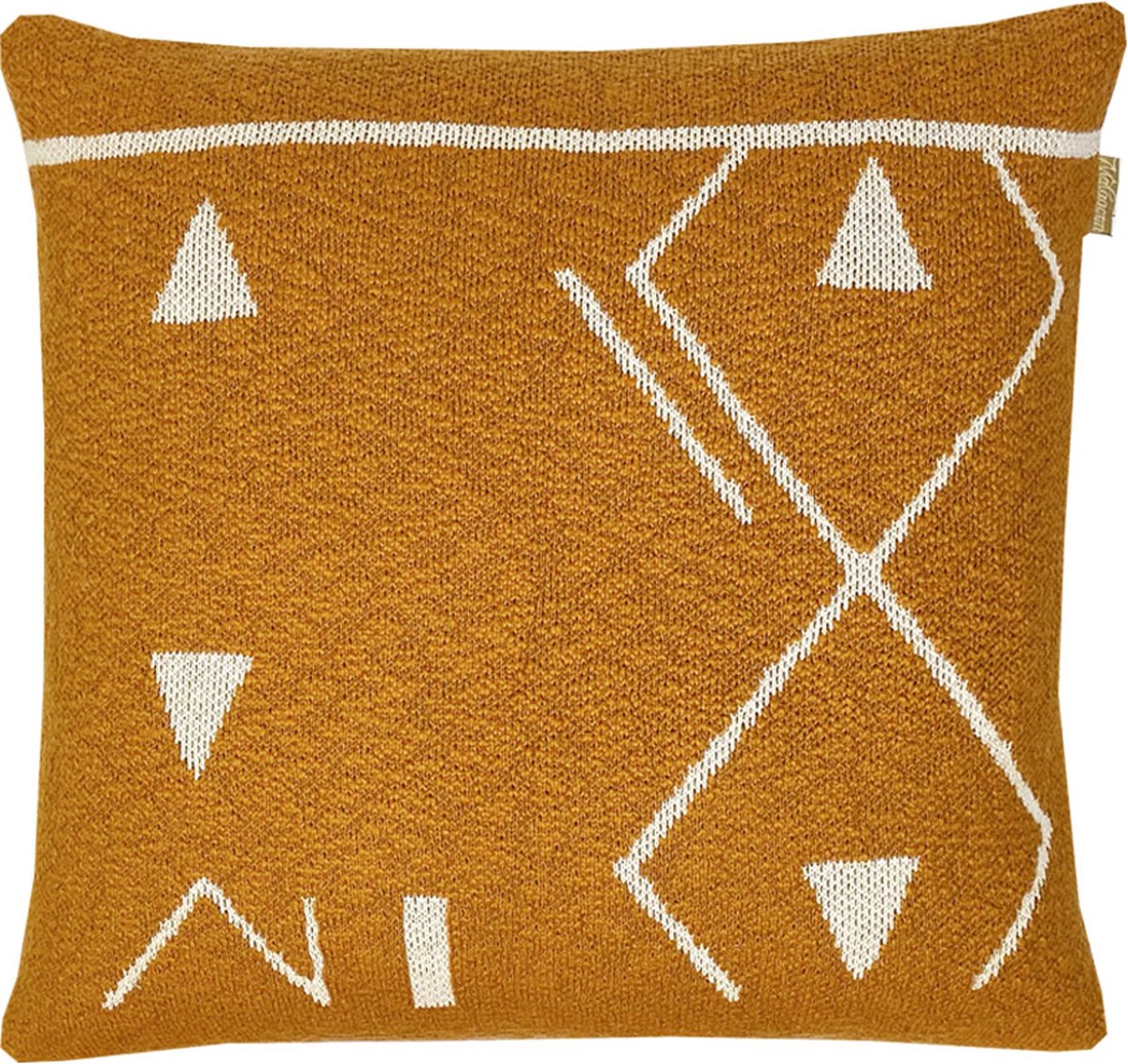 Fantasy line knitted cushion yellow