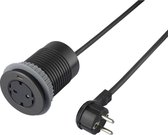 Sygonix SY-4780160 Stopcontact (onderbouw) Met USB, Kinderbeveiliging, Met USB-C Zwart