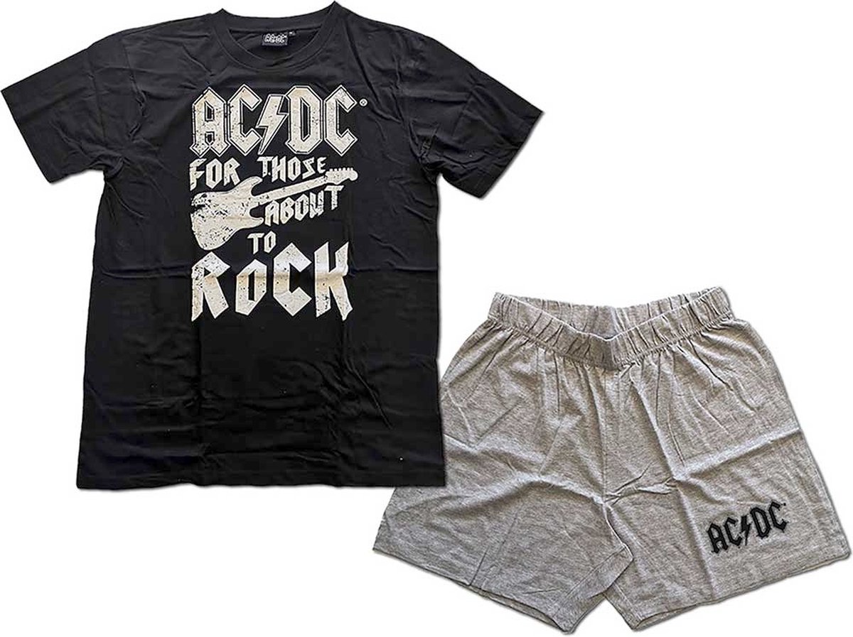 AC/DC - FTATR Guitar Pyjama - L - Zwart/Grijs