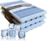 Siliconen IJsblokjesvorm met Deksel (3 Stuks) - 120 ijsblokjes - Vierkant - BPA Vrij - 100% Silicone - Grijs