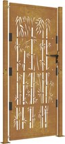 vidaXL - Poort - met - bamboe-ontwerp - 105x205 - cm - cortenstaal