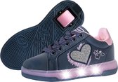 Breezy Rollers Kinder Sneakers met Wieltjes - Paars LED - Schoenen met wieltjes - Rolschoenen - Maat: 39