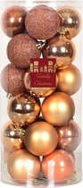 Totally Christmas | Kerstbal 6 cm | Kerstballen | Mix Koker | Mat - Glanzend - Glitter | 24 stuks | Soft Copper