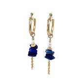 Pat's Jewels Bijoux - Boucles d'oreilles - Boucles d'oreilles - Goldfilled - Pendentif en pierres précieuses - Blauw