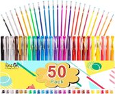 Gelpennen, 50 Pack Gel Pen Set 25 Gekleurde Gel Pen met 25 Vullingen voor Volwassenen Kleurboeken Tekenen Doodling Crafts Scrapbooking Journaling