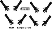 5x Paar handschoen lang zwart mt.M - Sinterklaas feest Pieten handschoen winter gala festival