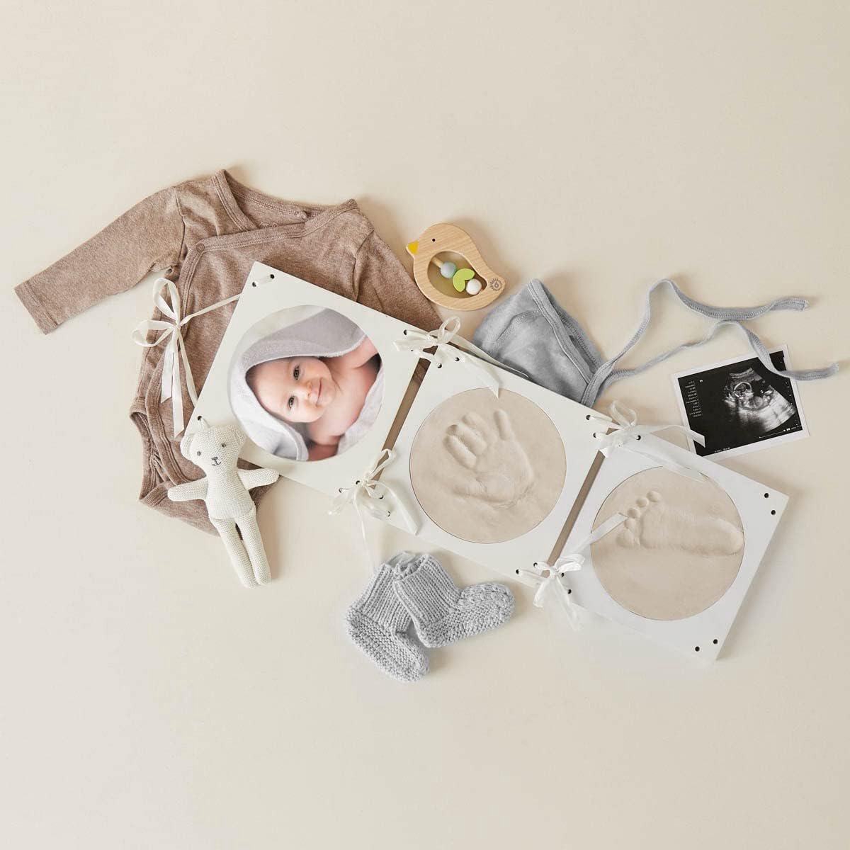 Cadre photo pour bébé Navaris avec impression sur plâtre - Cadre